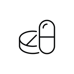 Piil and Capsule icon. in line style design on white background. vector illustration