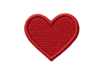 Obraz premium Red heart shaped embroidered patch isolated on a white background, On Transparent Background, Png