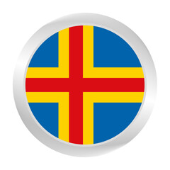 Obraz premium Flag of Aland Islands. Circle flag icon logo. Round flag. Flag icon. Standard color. Digital illustration. Vector illustration. 