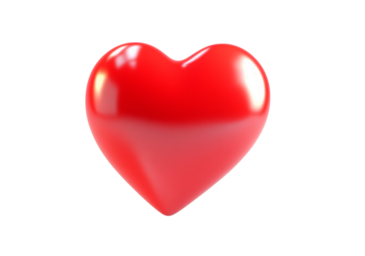 Shiny red heart shape isolated on a white background, On Transparent Background, Png