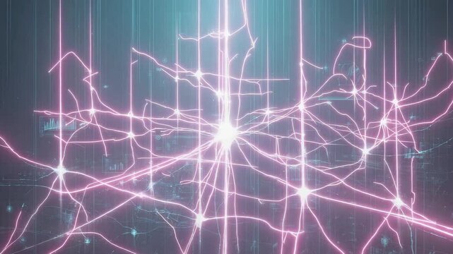 abstract blue background with lines a glowing network of ai neural connections cosmic background