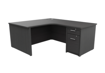 Modern l-shaped office desk two drawers isolated on a white background, On Transparent Background, Png