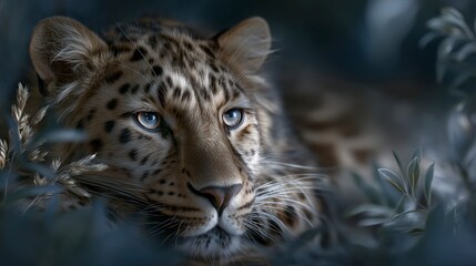 Fototapeta premium Majestic Leopard in Night Forest Wildlife Photography Nature Image