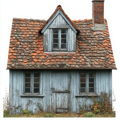 Obraz premium Quaint weathered cottage, rustic charm of vintage rural architecture in the countryside