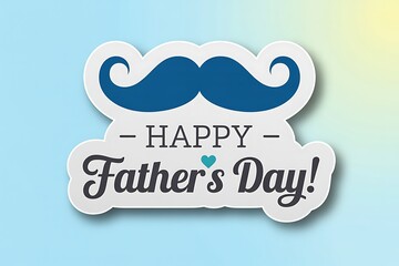 Charming Father's Day Mustache Sticker Design with Heart Accent on Gradient Background