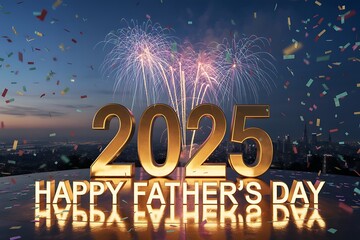 Spectacular 2025 Father's Day Cityscape Fireworks Display with Confetti Shower at Night