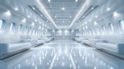 Obraz premium Luxury Private Jet Interior Modern Spacious Cabin Design