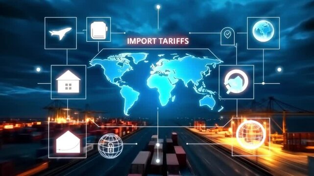 A digital concept image of global import tariffs	