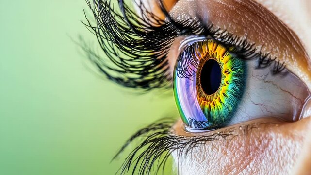 Detailed and vibrant close-up of human eye showcasing remarkable color and texture