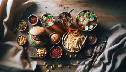 a healthy breakfast setup on a white marble table