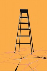 a corporate ladder with the elite at the top and broken rungs below