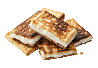 Delicious toasted marshmallow crackers isolated on a white background, On Transparent Background, Png