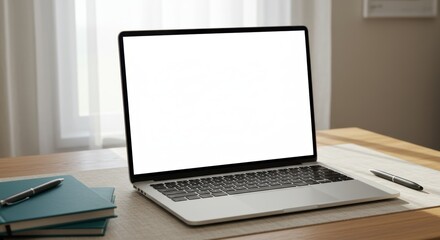 Fototapeta premium Blank laptop screen on desk