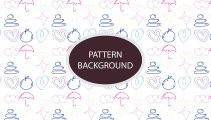 Abstract  doodles pattern background. Doodle cute glitter pen line elements. Doodle heart, arrow, star, sparkle decoration symbol set icon. Simple sketch line style emphasis, attention, pattern elemen