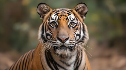 Fototapeta premium Intense and majestic tiger face in close-up