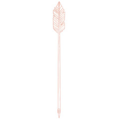 Minimalistic Arrow with Precise Linework in Rose Gold Isolated on Transparent Background