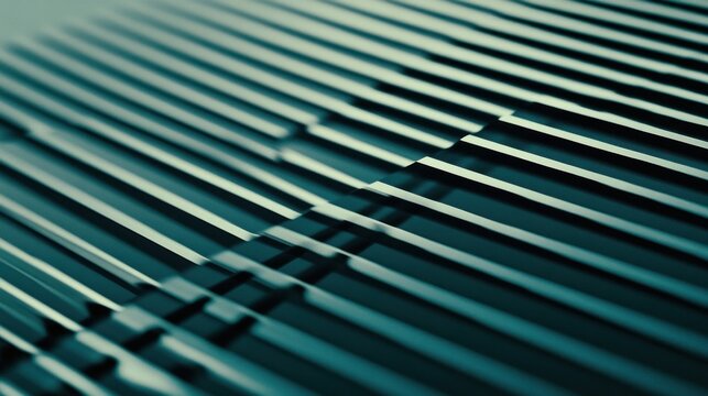 Abstract view of parallel, textured lines in cool teal tones.