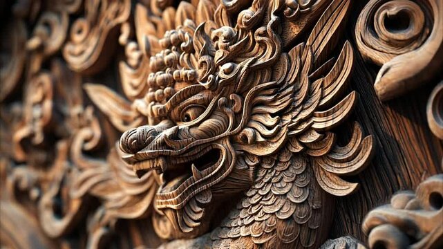 Intricate Wooden Dragon Carving: A Masterpiece of Balinese Art