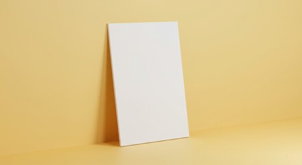 Naklejka premium Blank white rectangle on pastel yellow background
