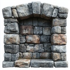 Arched stone recess structure showcasing rustic masonry and textural qualities