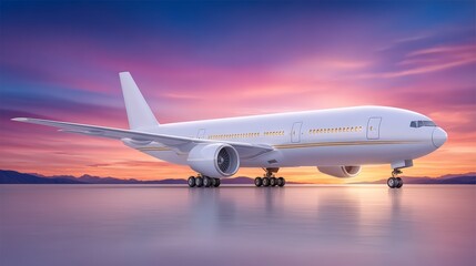 Fototapeta premium Airplane at Sunset Travel Aviation Journey Departure Flight