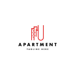 Apartment real estate building logo template