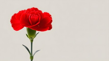 Vibrant red carnation against a pale background