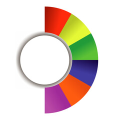 Obraz premium semicircle layout diagram with 6 steps list with colorful, circular layout diagram infographic element template, modern classic business template