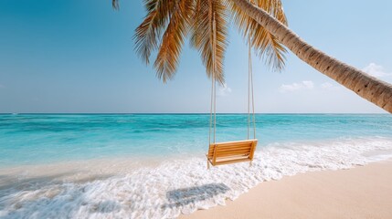 Tropical Serenity: Swing on a Palm-Fringed Beach