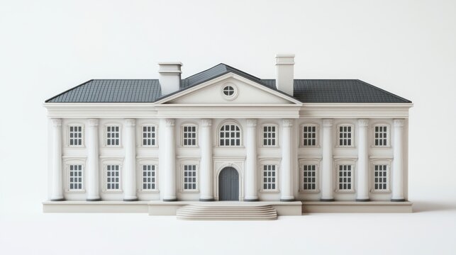 Elegant Neoclassical Mansion: A 3D Architectural Render