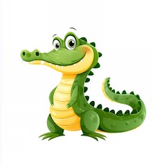 Fototapeta premium Happy Green Cartoon Crocodile Illustration