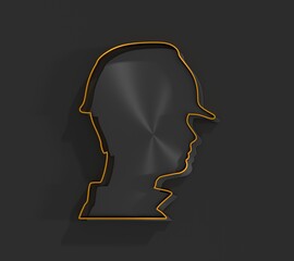 Portrait of man architect. Confident construction manager wearing hardhat. Civil engineer at with copy space. Project management, engineering and safety inspection. 3D render