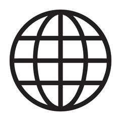 A globe, earth icon vector illustration on white background.