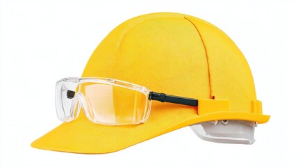 Safety First  Yellow Hard Hat   Safety Glasses  Construction Site Protection