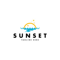 Sunset logo design template vector