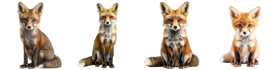 Obraz premium Alert Tailed Fox Sitting Curiously on a Plain Landscape with Bright Expression