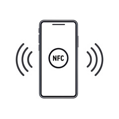 Smartphone displaying NFC symbol with signal waves around it  