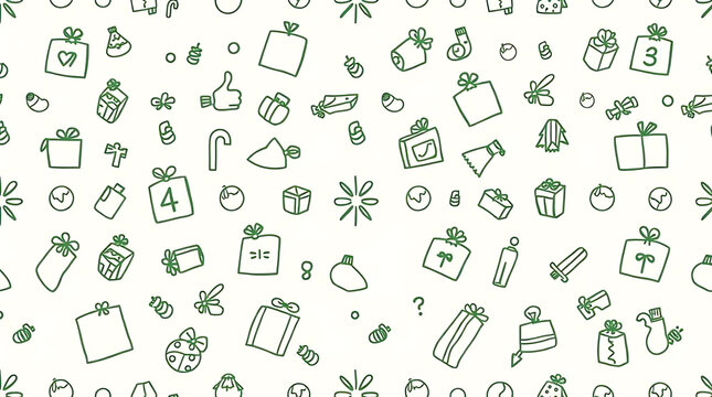 Gift Pattern, Christmas Doodle Illustration