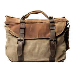 Vintage Canvas Bag with Distressed Detailing Isolated on Transparent Background