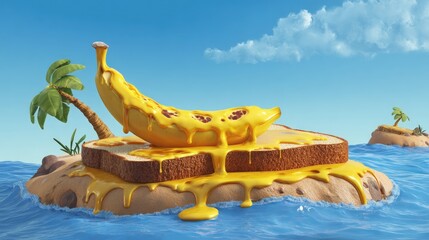 Obraz premium Banana Island Paradise: A Surreal Tropical Treat