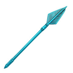 Contemporary Arrow with Clear Lines in Bright Cyan Isolated on Transparent Background