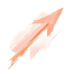 Artistic Arrow with Fluid Brushwork in Soft Apricot Isolated on Transparent Background