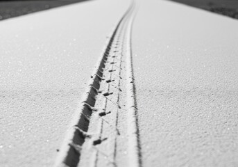 Tire Tracks in Fresh Snow, Winter Road