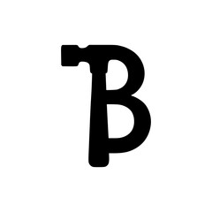 letter B hammer construction logo vector illustration template design