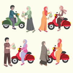 Ramadan Activity Share Takjil for Iftar People giving takjil for breaking the fast