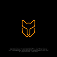 Minimalist Orange Fox Head Logo Design on a Black Background for Modern Branding with a Unique Aesthetic, Suitable for Various Creative Design Applications