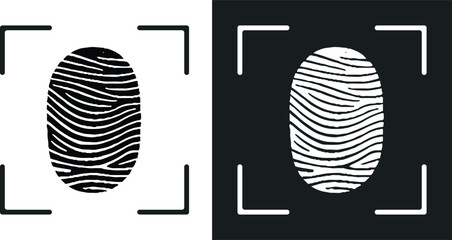 Fingerprint scanning icon isolated on white and black background. Biometric authorization symbol. Vector illustration.