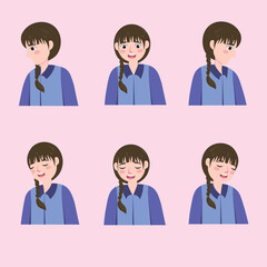 Cute Kawaii Girl Face Illustration