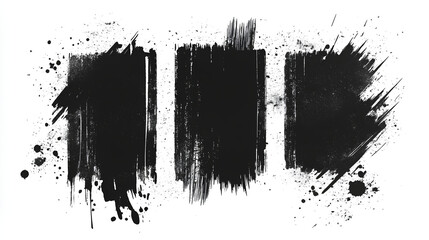 Ink stencil brush strokes and grunge lines with paint splashes drawn in a rectangular shaped composition for text, callouts. Brush strokes in dirty style with drops blots. Grunge banners. 