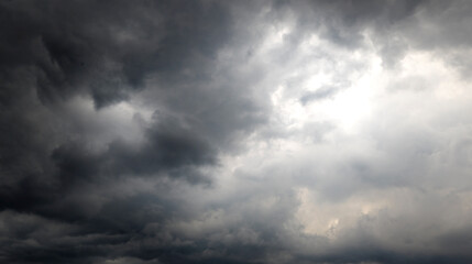 Dark clouds flying on sky background